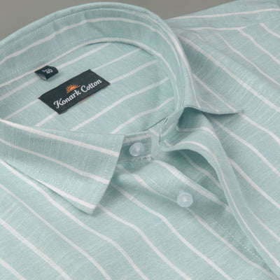 Elite Linen Pista With White Stripe Shirt For Men
