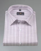 Elite Linen Purple With White Stripe Shirt For Men