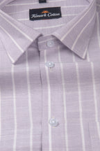 Elite Linen Purple With White Stripe Shirt For Men