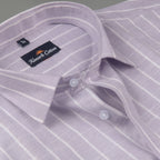 Elite Linen Purple With White Stripe Shirt For Men