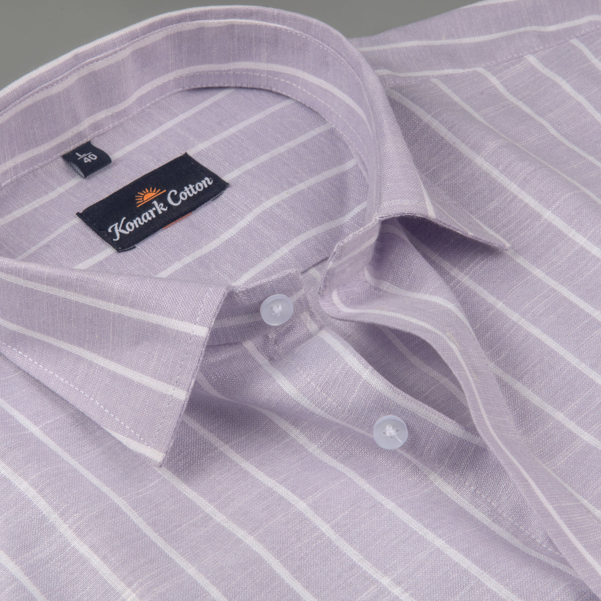 Elite Linen Purple With White Stripe Shirt For Men