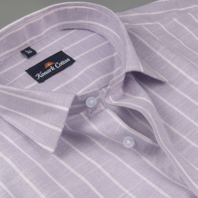 Elite Linen Purple With White Stripe Shirt For Men