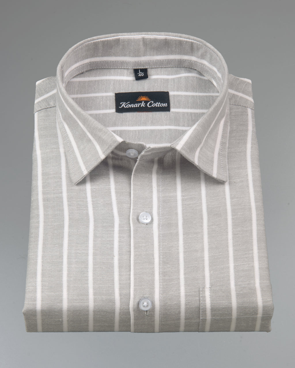 Elite Linen Gray With White Stripe Shirt For Men
