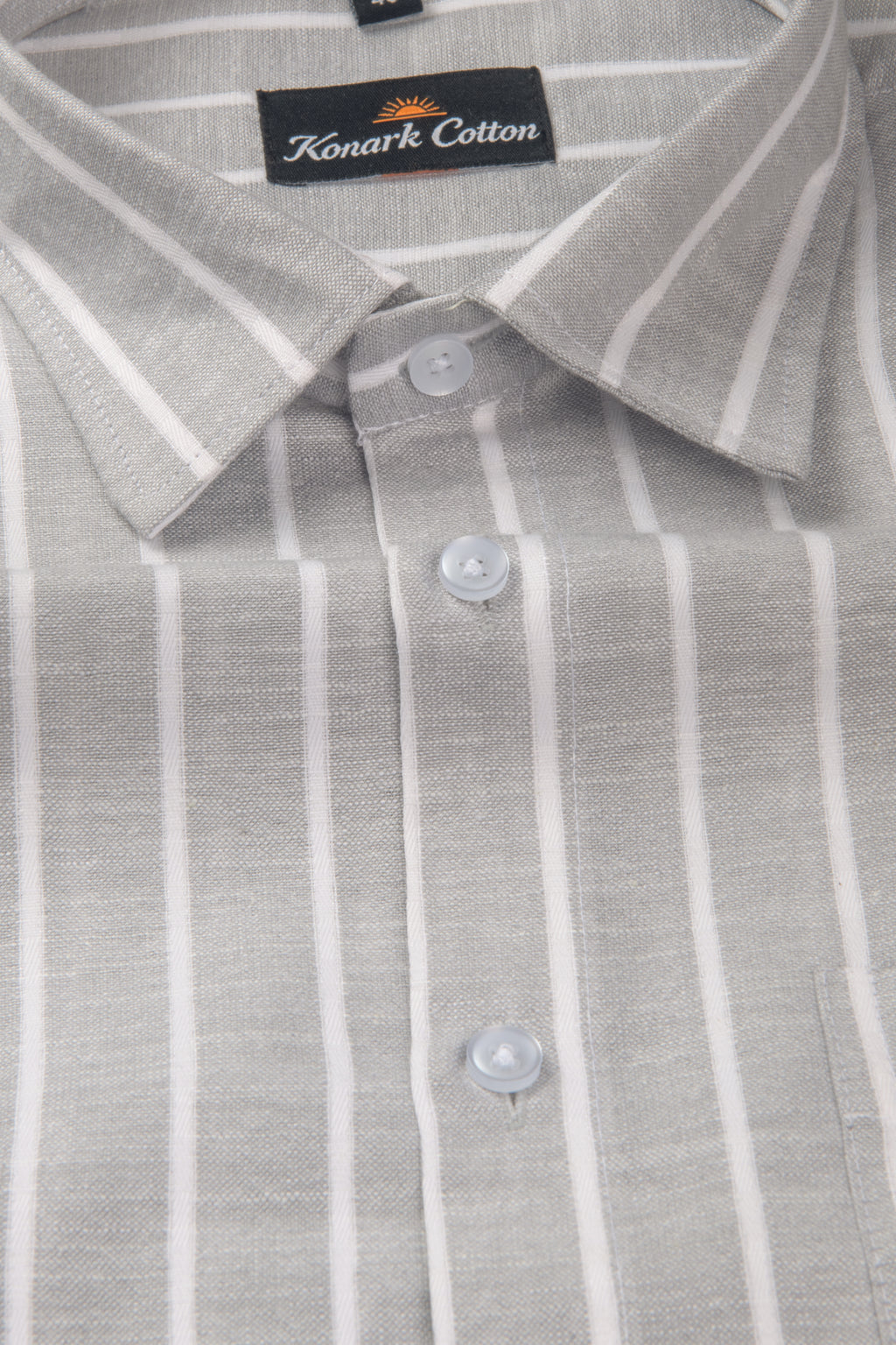 Elite Linen Gray With White Stripe Shirt For Men