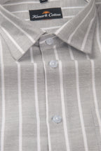Elite Linen Gray With White Stripe Shirt For Men