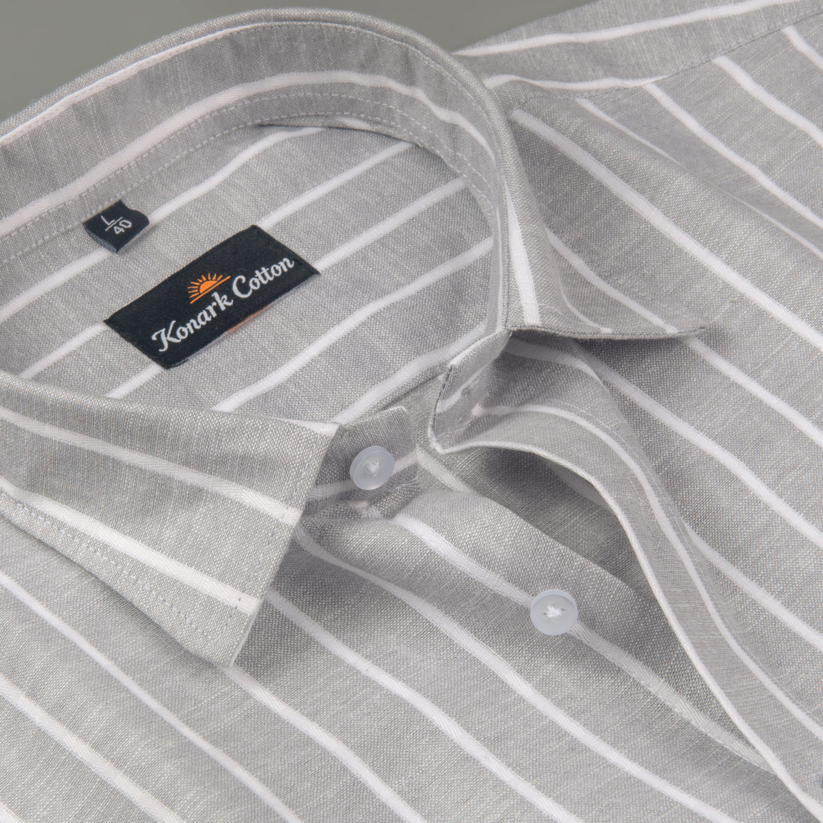Elite Linen Gray With White Stripe Shirt For Men