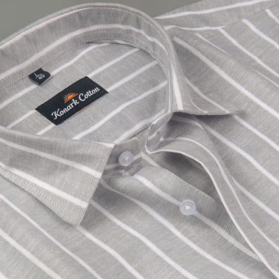 Elite Linen Gray With White Stripe Shirt For Men