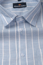 Elite Linen Blue With White Stripe Shirt For Men