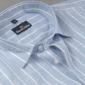 Elite Linen Blue With White Stripe Shirt For Men