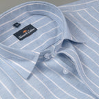 Elite Linen Blue With White Stripe Shirt For Men