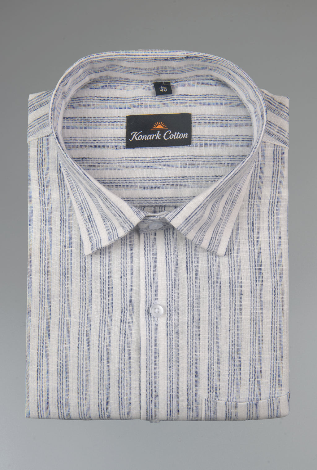 Euro Linen White With Blue Lining Shirt For Men