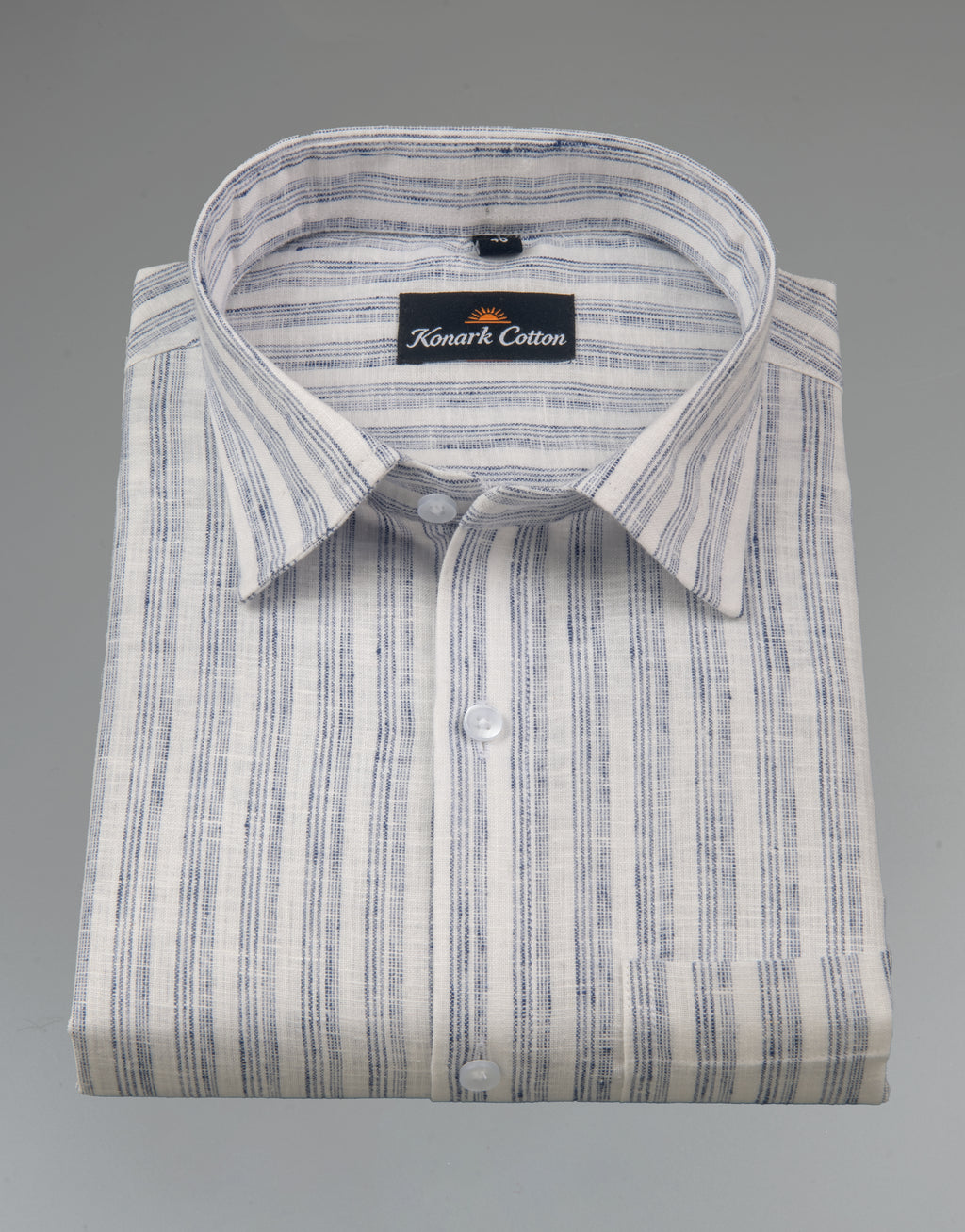 Euro Linen White With Blue Lining Shirt For Men