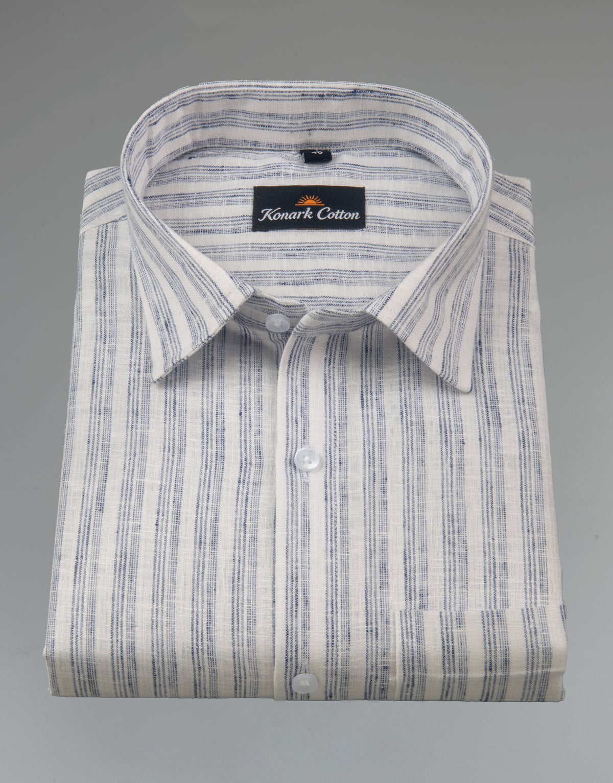 Euro Linen White With Blue Lining Shirt For Men