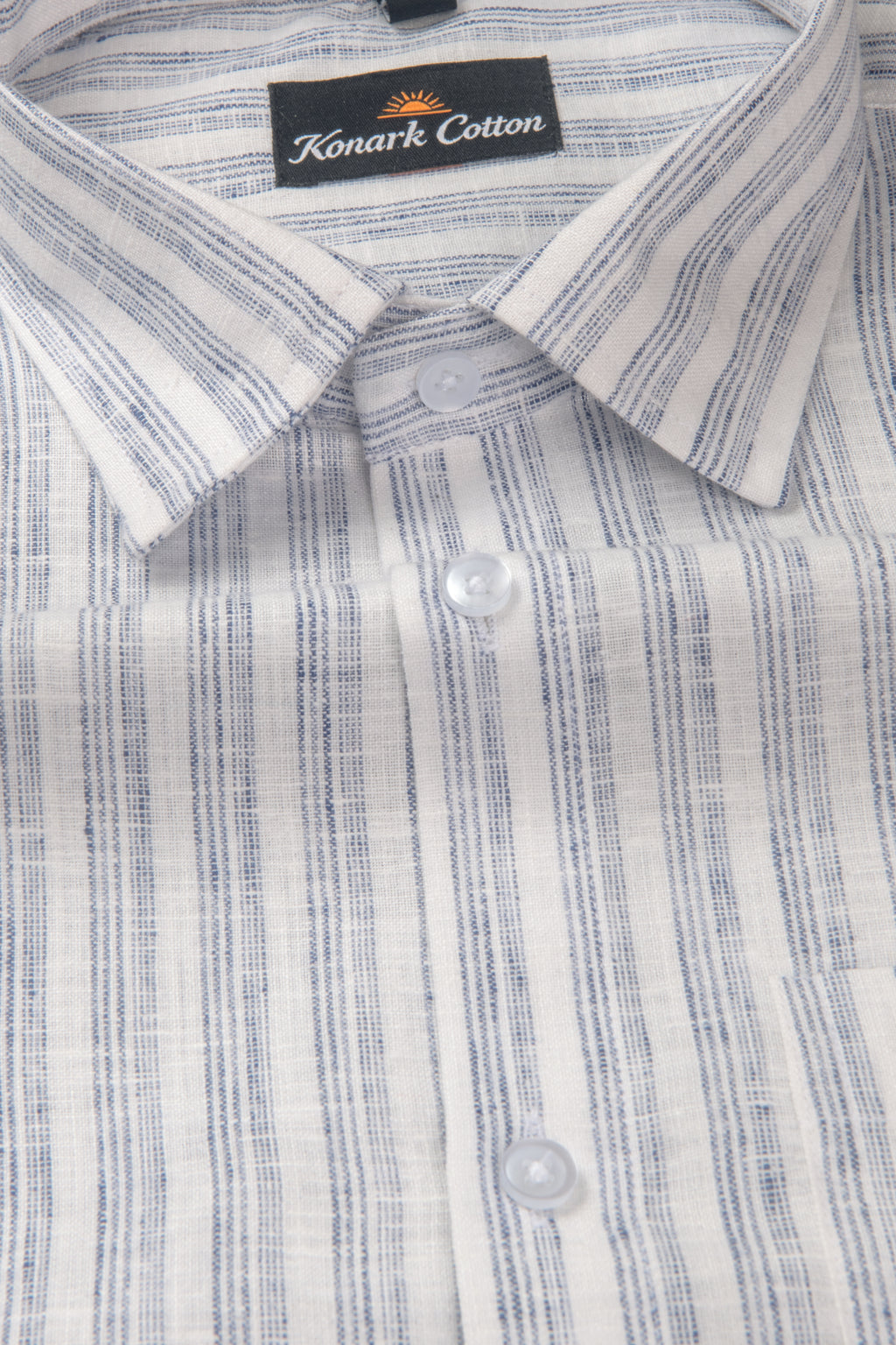 Euro Linen White With Blue Lining Shirt For Men