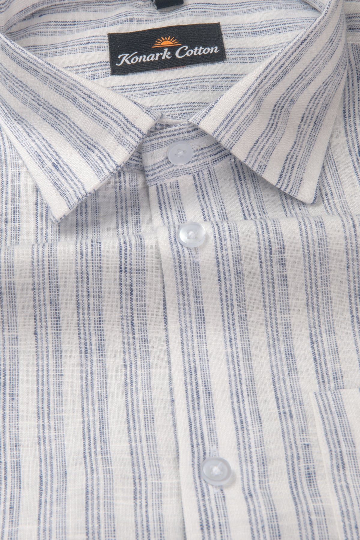 Euro Linen White With Blue Lining Shirt For Men