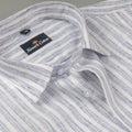 Euro Linen White With Blue Lining Shirt For Men