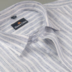 Euro Linen White With Blue Lining Shirt For Men