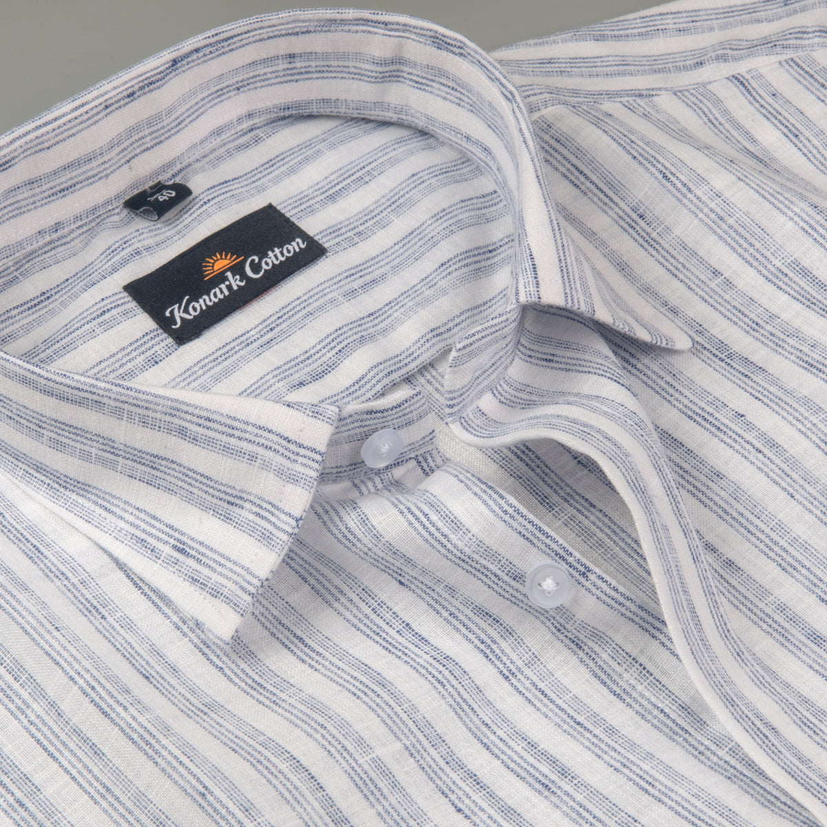 Euro Linen White With Blue Lining Shirt For Men