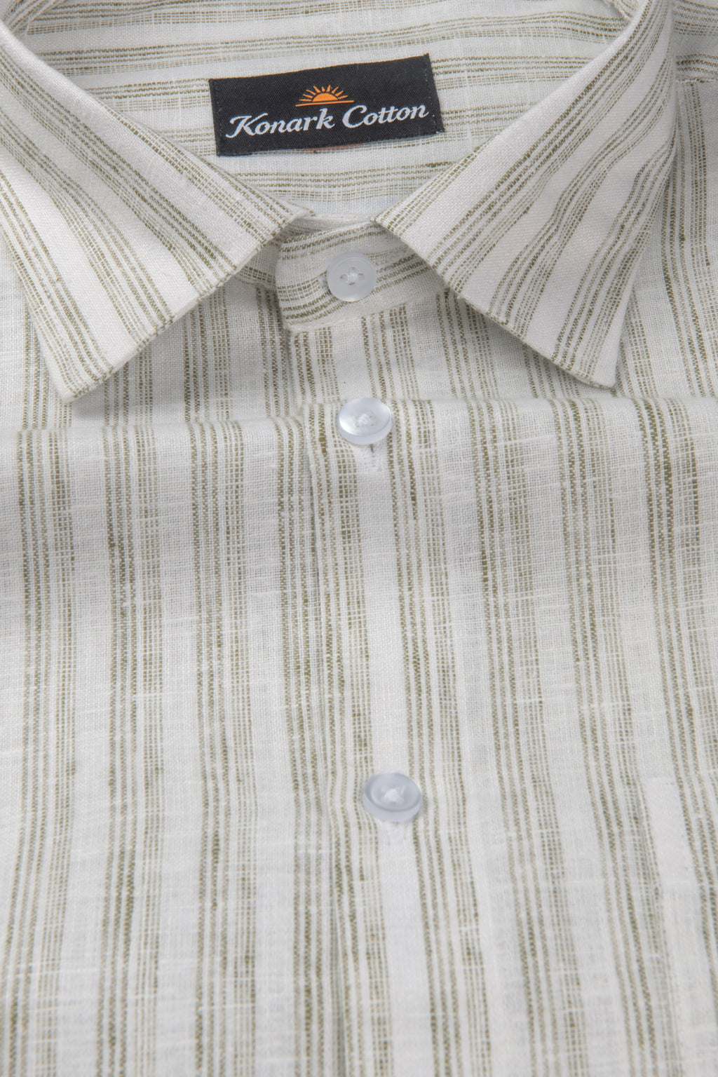 Euro Linen White With Mehndi Lining Shirt For Men