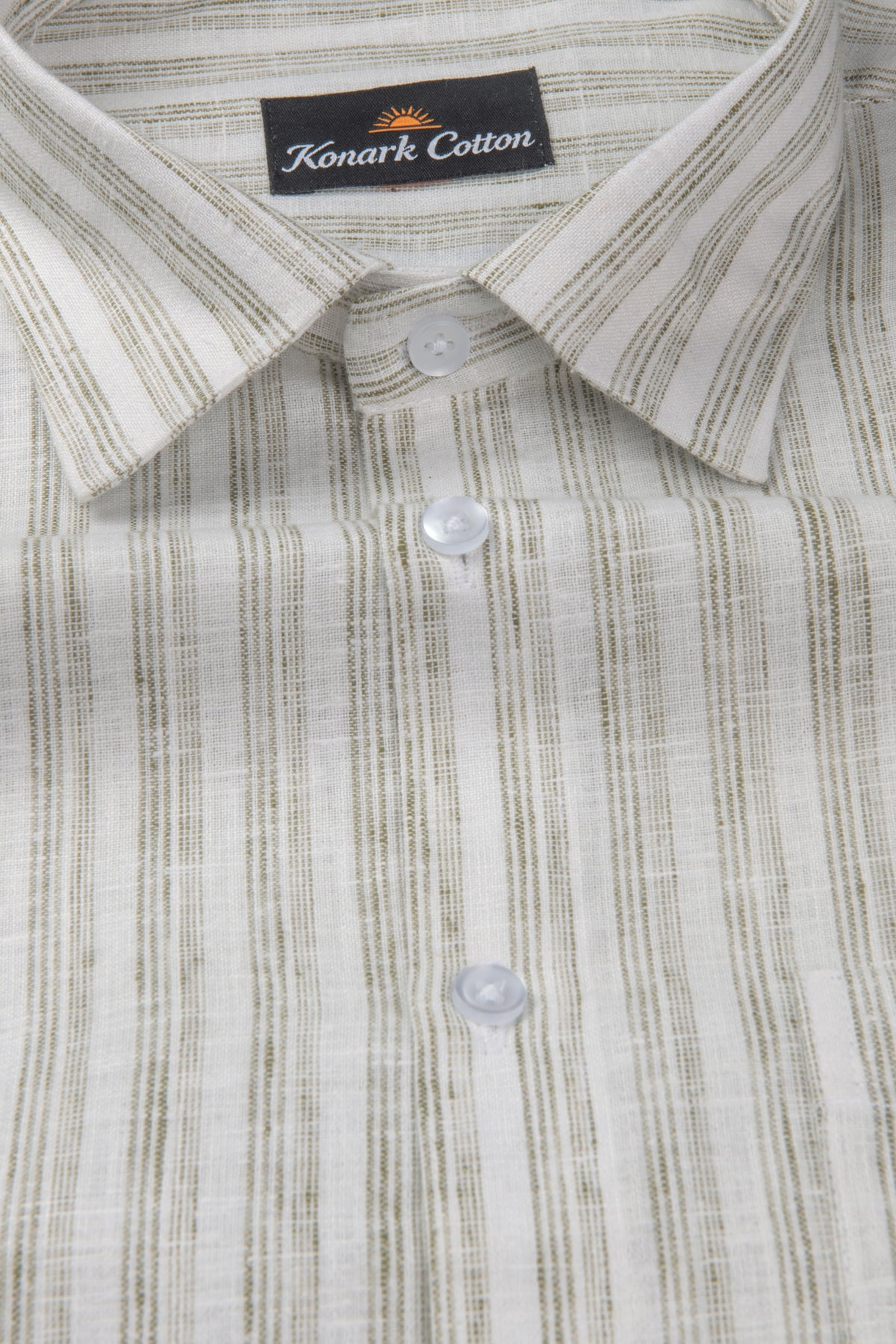 Euro Linen White With Mehndi Lining Shirt For Men