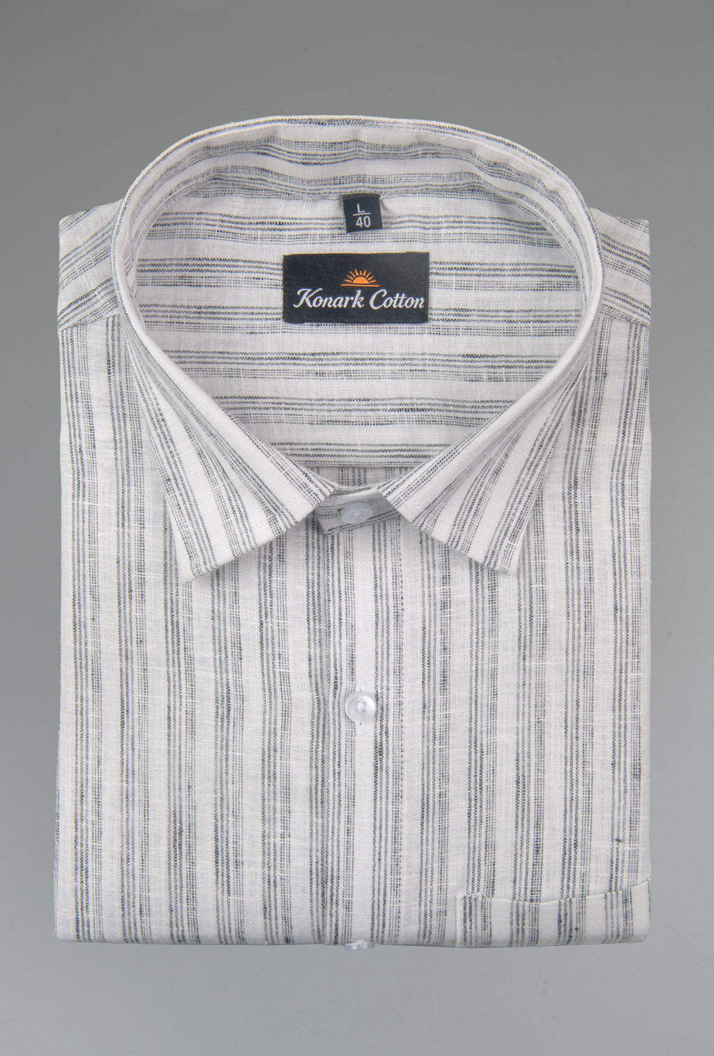 Euro Linen White With Gray Lining Shirt For Men