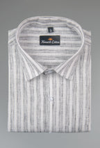 Euro Linen White With Gray Lining Shirt For Men