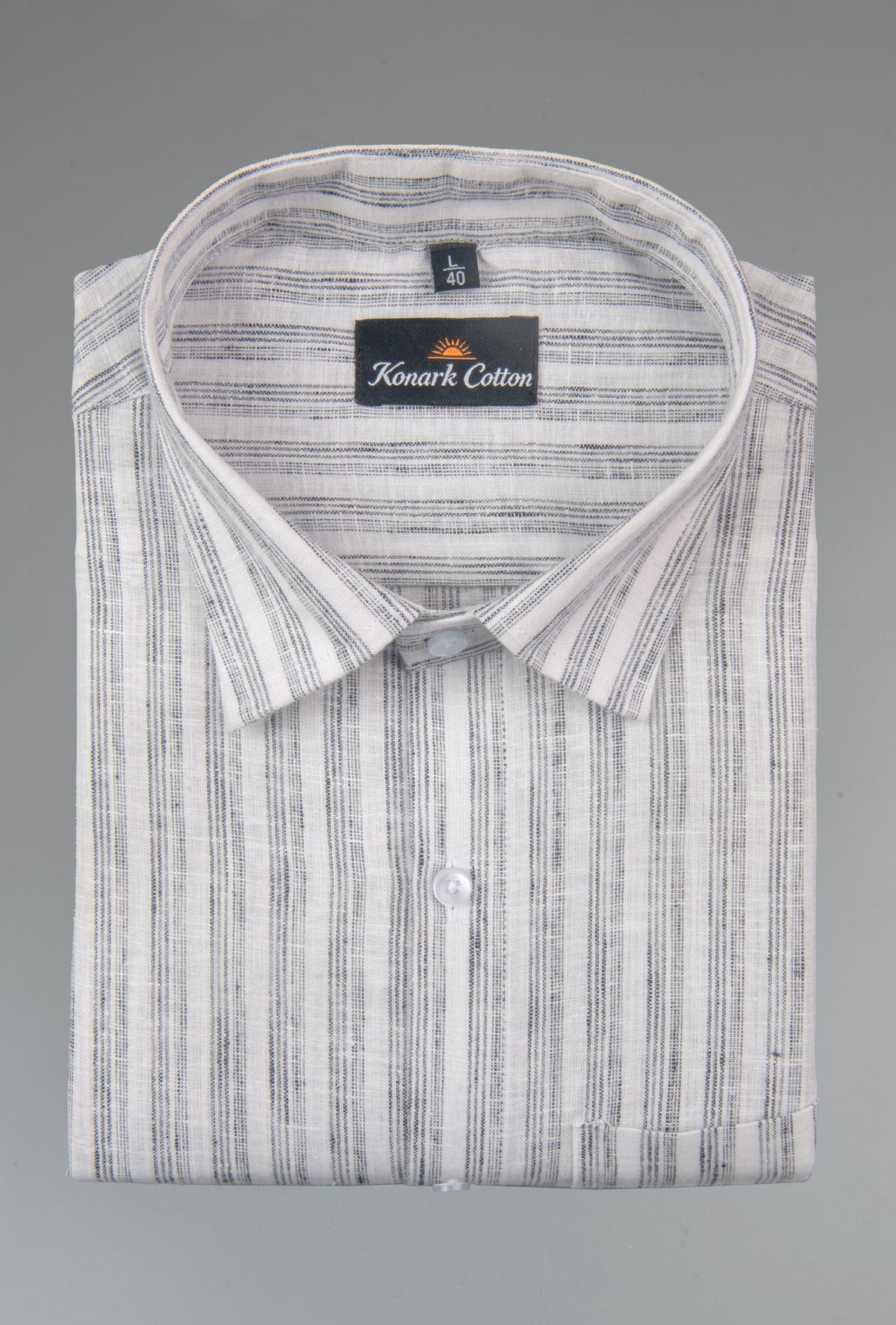Euro Linen White With Gray Lining Shirt For Men