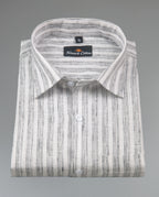 Euro Linen White With Gray Lining Shirt For Men