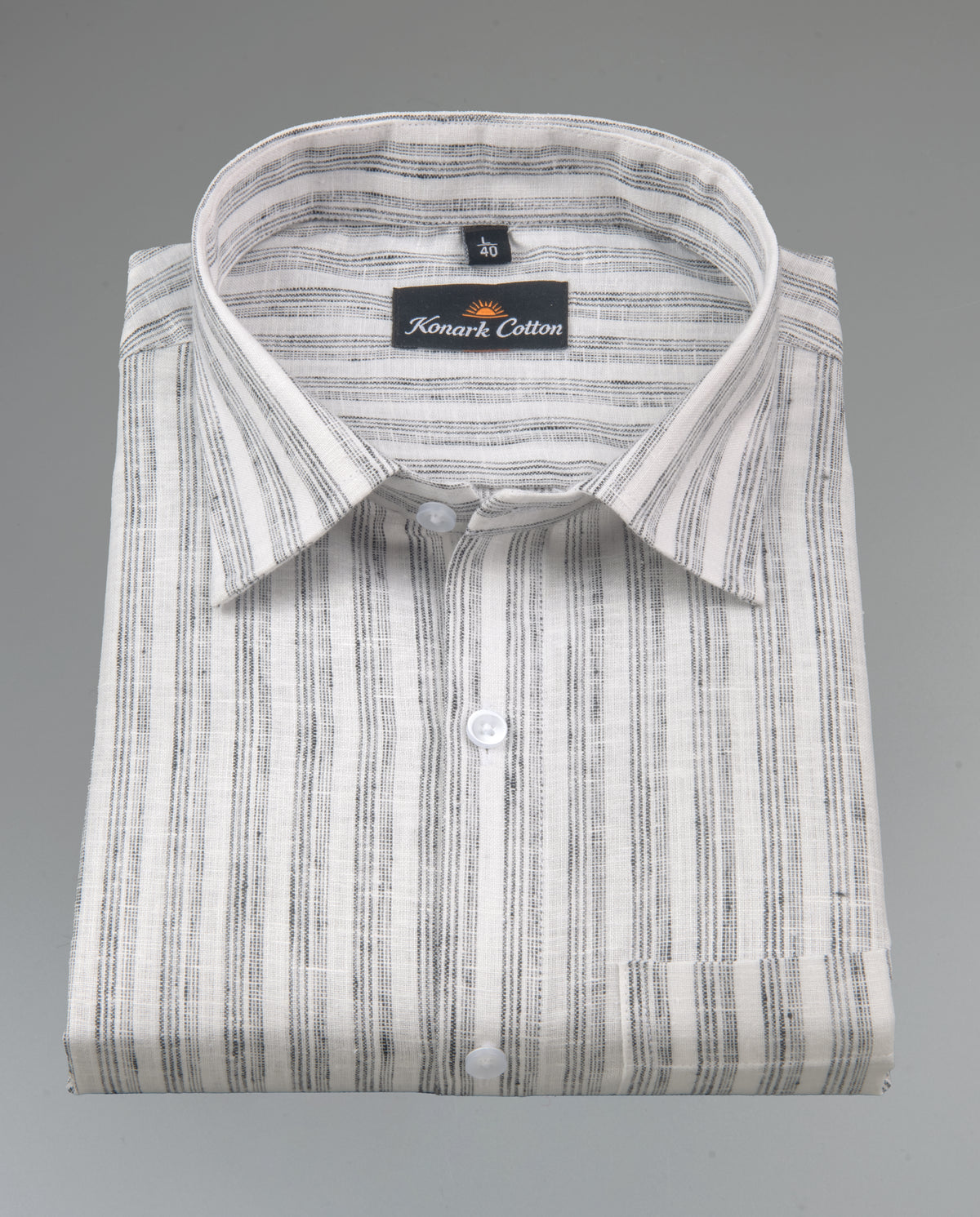 Euro Linen White With Gray Lining Shirt For Men