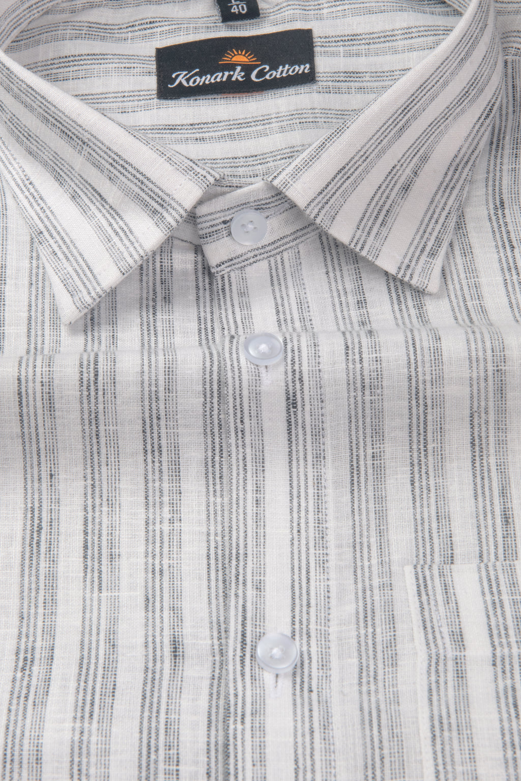 Euro Linen White With Gray Lining Shirt For Men