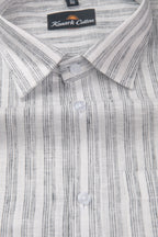 Euro Linen White With Gray Lining Shirt For Men