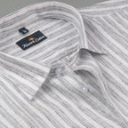 Euro Linen White With Gray Lining Shirt For Men