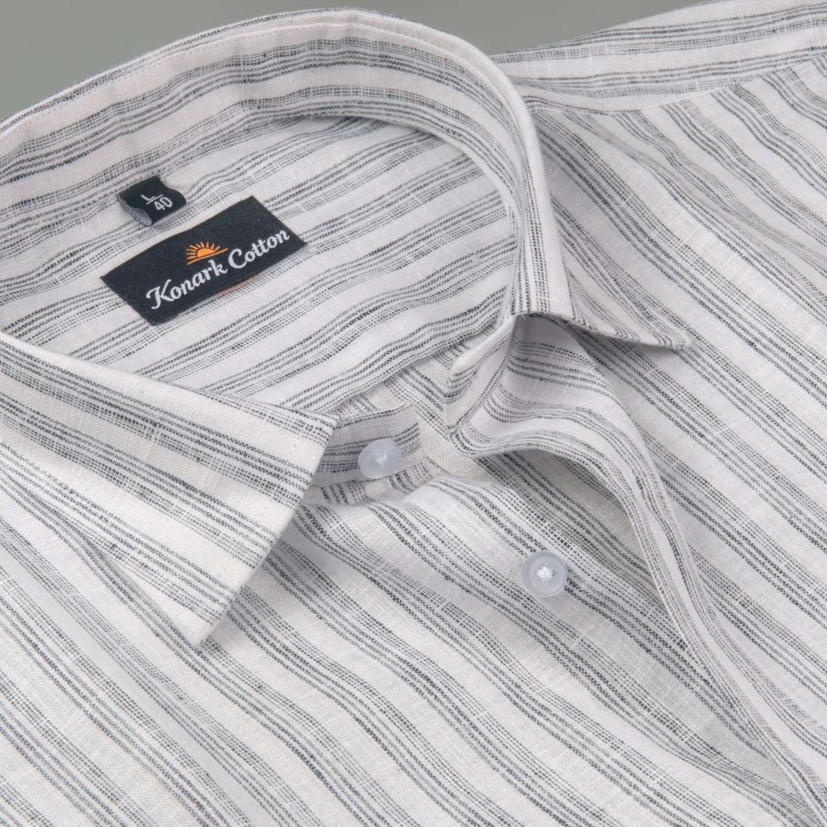 Euro Linen White With Gray Lining Shirt For Men