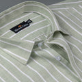 Elite Linen Parrot With White Stripe Shirt For Men