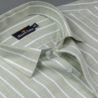 Elite Linen Parrot With White Stripe Shirt For Men