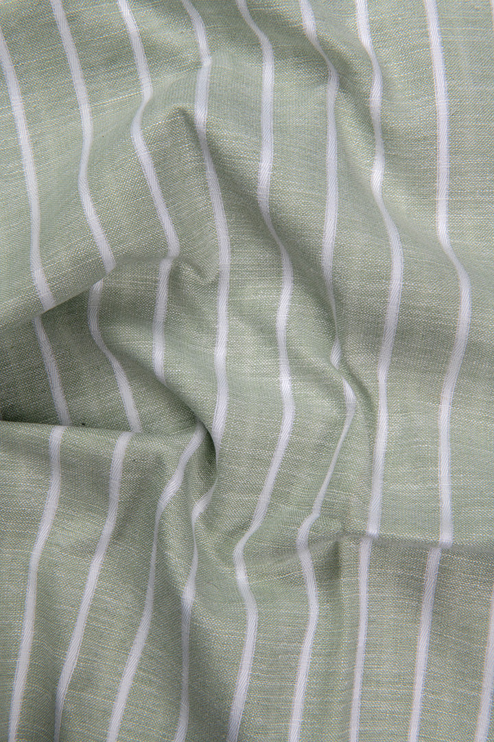 Elite Linen Parrot With White Stripe Shirt For Men
