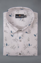 Turkey Linen White with Black & Blue Mix Batel Print Shirts for Men