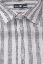 Linen King Carbon Black Patta Print Shirt For Men