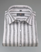 Linen King Carbon Black Patta Print Shirt For Men